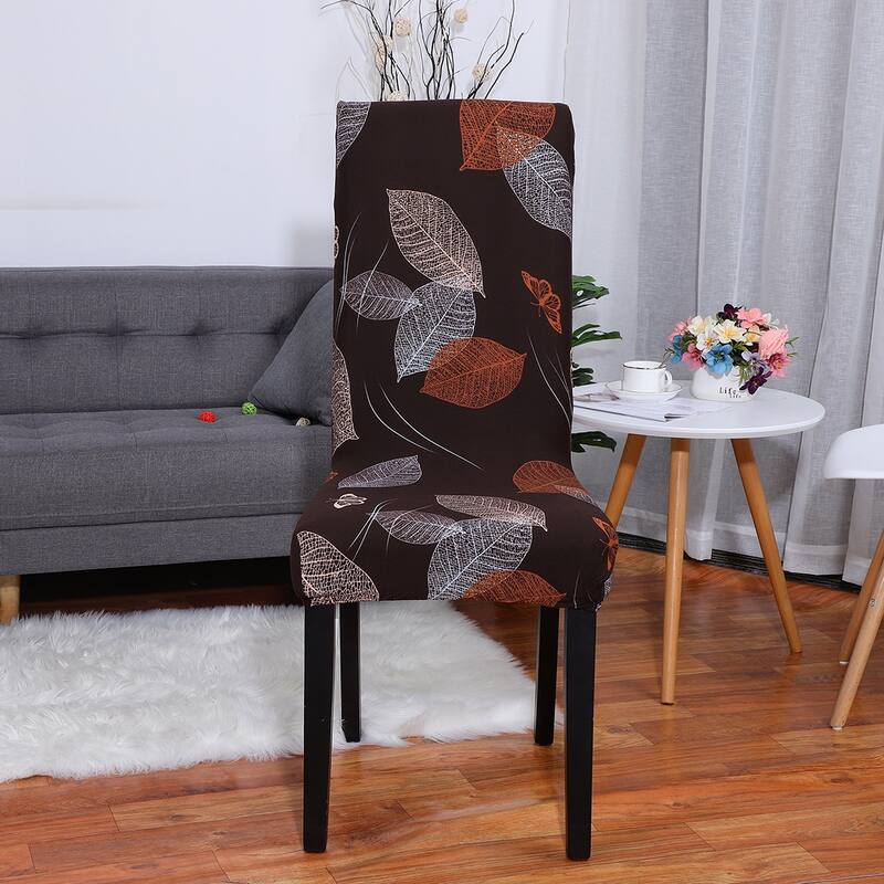Floral Print Spandex Chair Covers Fit Home Dining Room Seat Slipcover - Style 39