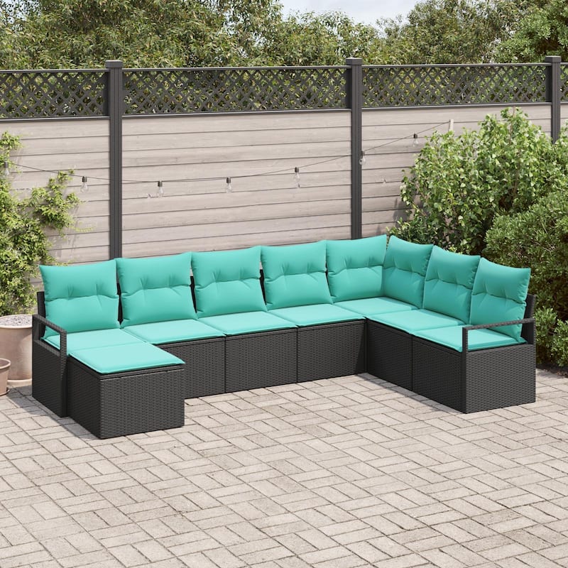 vidaXL 9 Piece Garden Sofa Set with Cushions - 113×69.7×27.2 - Black