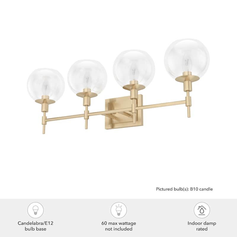 Hunter Xidane Vanity Wall Light - Bathroom, Mid Century Modern, Glam - Clear glass