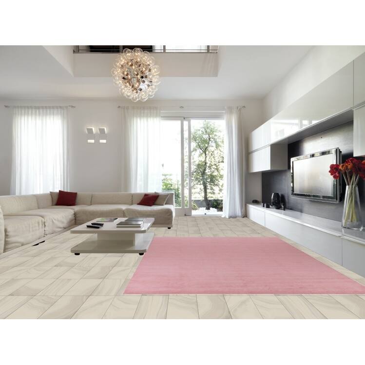 Hand Knotted Oriental 100% Wool Carpet Modern Solid Pink Gabbeh Area Rug - 12' 9'' X 9' 1''