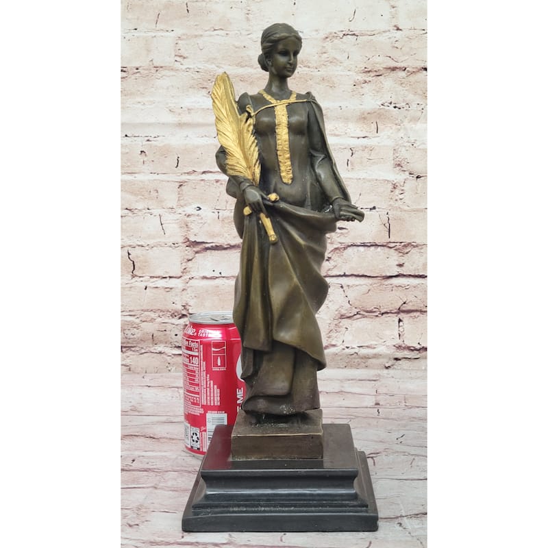 J. Kassin Bronze Woman With Gilded Palm – Elegant Figurative Sculpture