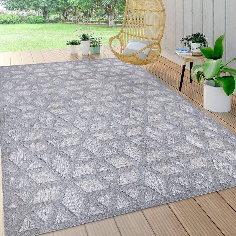 JONATHAN Y Peralta Neutral Geometric Indoor/Outdoor Area Rug