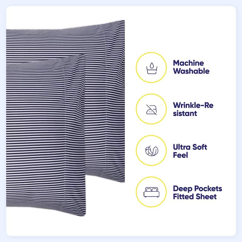 6 Piece Loft Collection Modern Classic Pinstripe Bed Sheet Sets