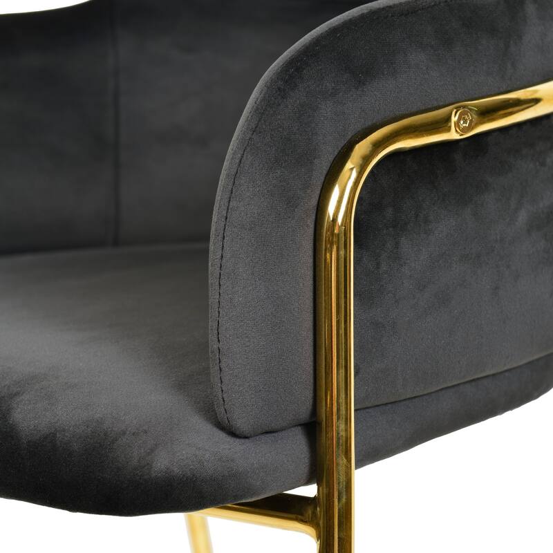 LeisureMod 40" Low-Back Velvet Upholstered Bar Stool with Gold Stainless-Steel Frame for Home Living Room Kitchen & Bar