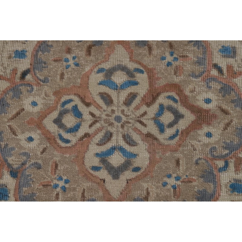 Hand Knotted Oriental 100% Wool Carpet Traditional Floral Beige & Ivories Tabriz Area Rug - 11' 0'' X 8' 2''