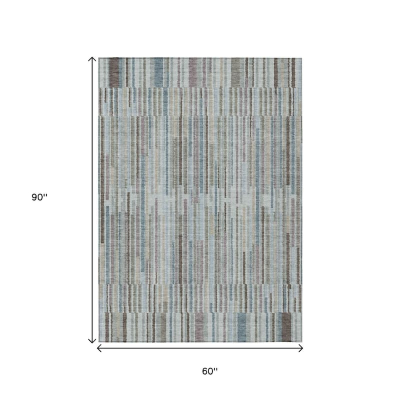 HomeRoots Striped Transitional Rectangle Outdoor Rug