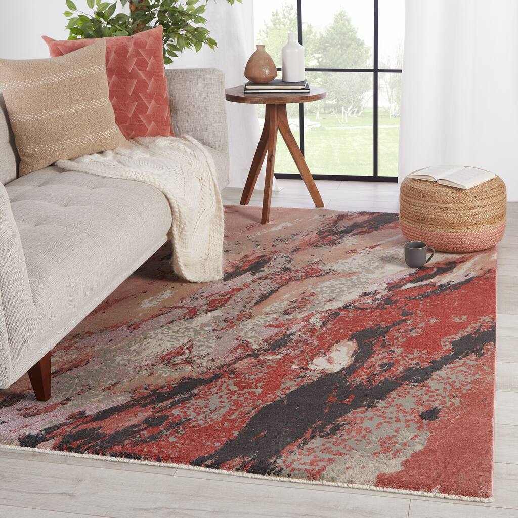 Emeline Abstract Pink/ Red Area Rug
