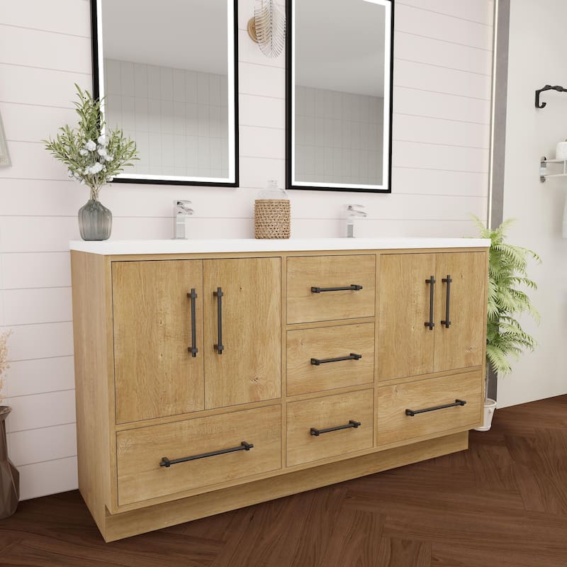 Victoria 60'' Freestanding Vanity with Double Reinforced Acrylic Sink - 59.5