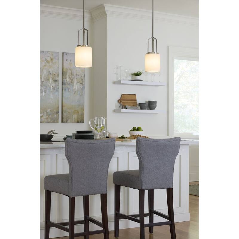 Goodwin Collection One-Light Brushed Nickel Modern Farmhouse Pendant - 7 in x 7 in x 16.75 in