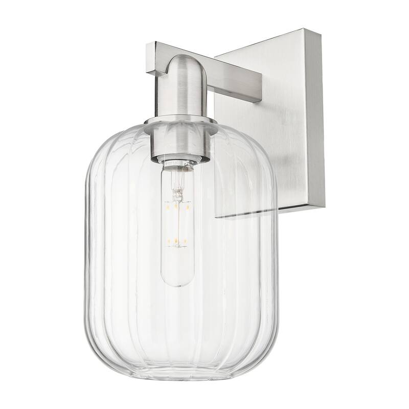 Innovations Lighting 716-1W-14-7 Preston Sconce Preston 14" Tall Wall - Brushed Satin Nickel / Clear