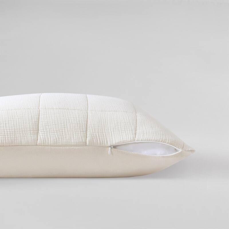 Calvin Klein Cotton Gauze Solid Reversible Quilt Set