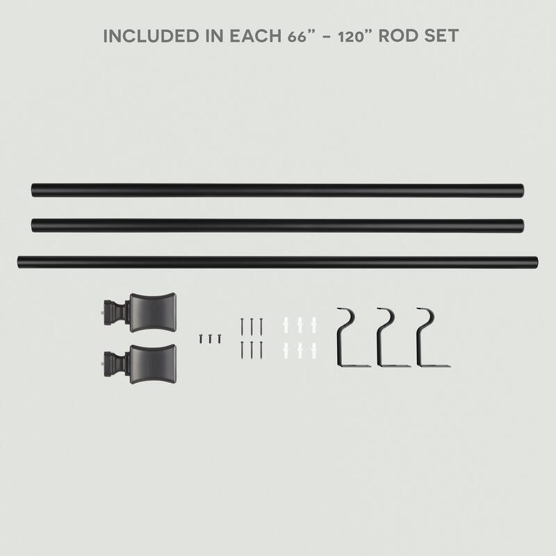 ATI Home Loran 1" Adjustable Window Curtain Rod and Finial Set