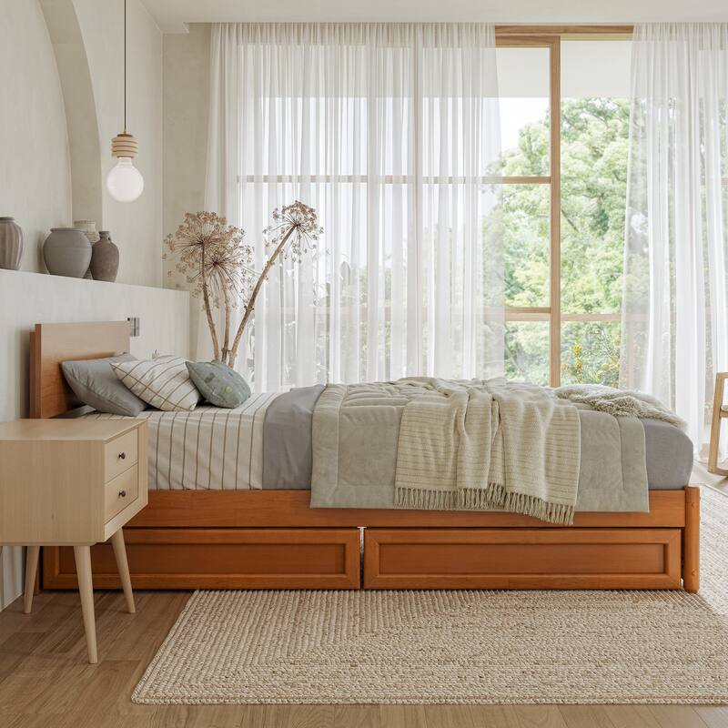 Wesley Platform Bed with Panel Footboard and Storage Drawers