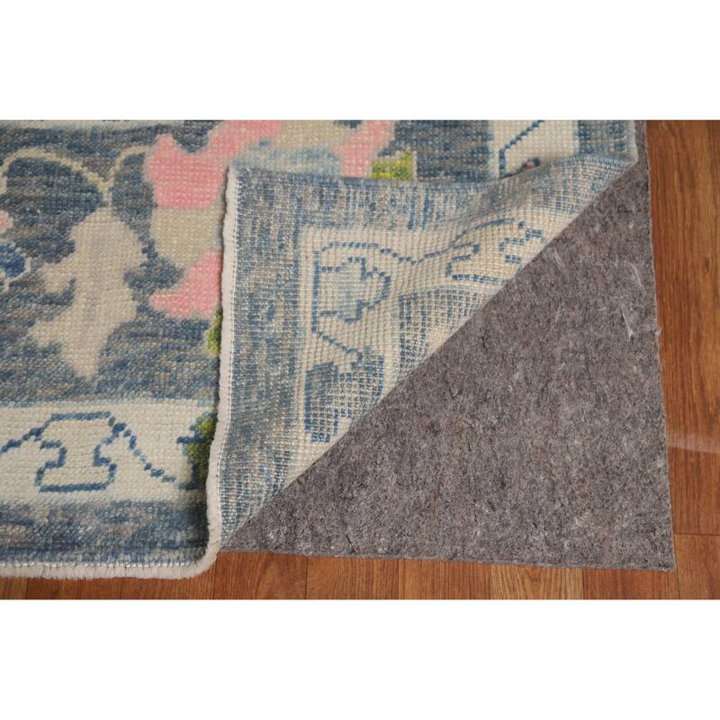 Hand Knotted Oriental 100% Wool Carpet Transitional All-Over Navy Blue & Blues Oushak Area Rug - 11' 7'' X 9' 3''