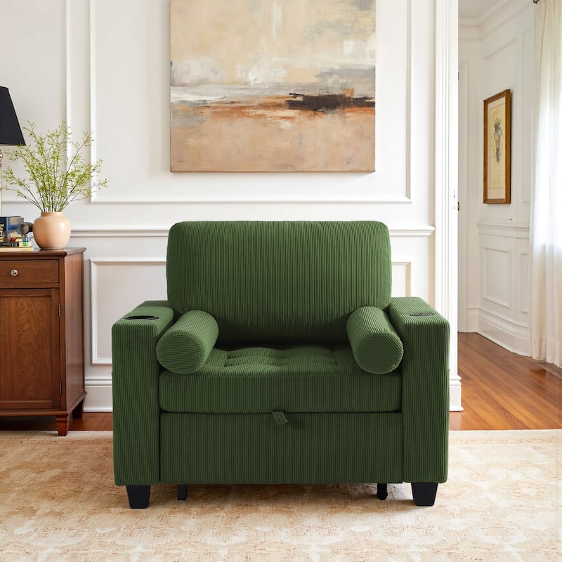 Corduroy Convertible Chair 3 in 1 Sleeper Sofa Chair Bed