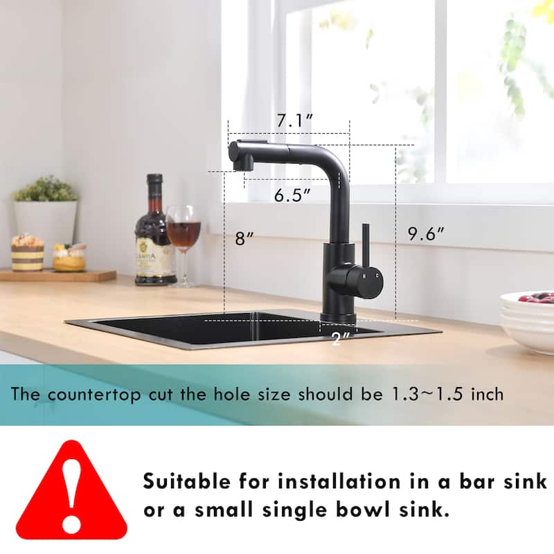 Single-handle Bathroom Pull Out Sink Faucet in Brushed Nickel / Matte Black
