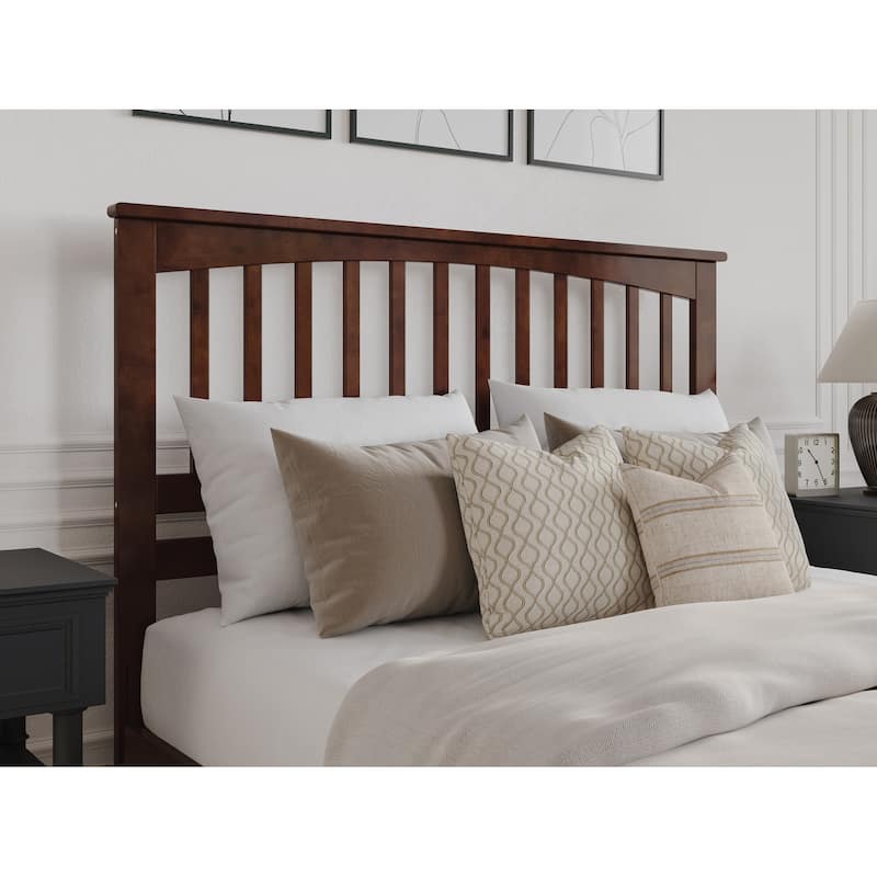 AFI Mission Headboard with Attachable Charger - Walnut - Queen