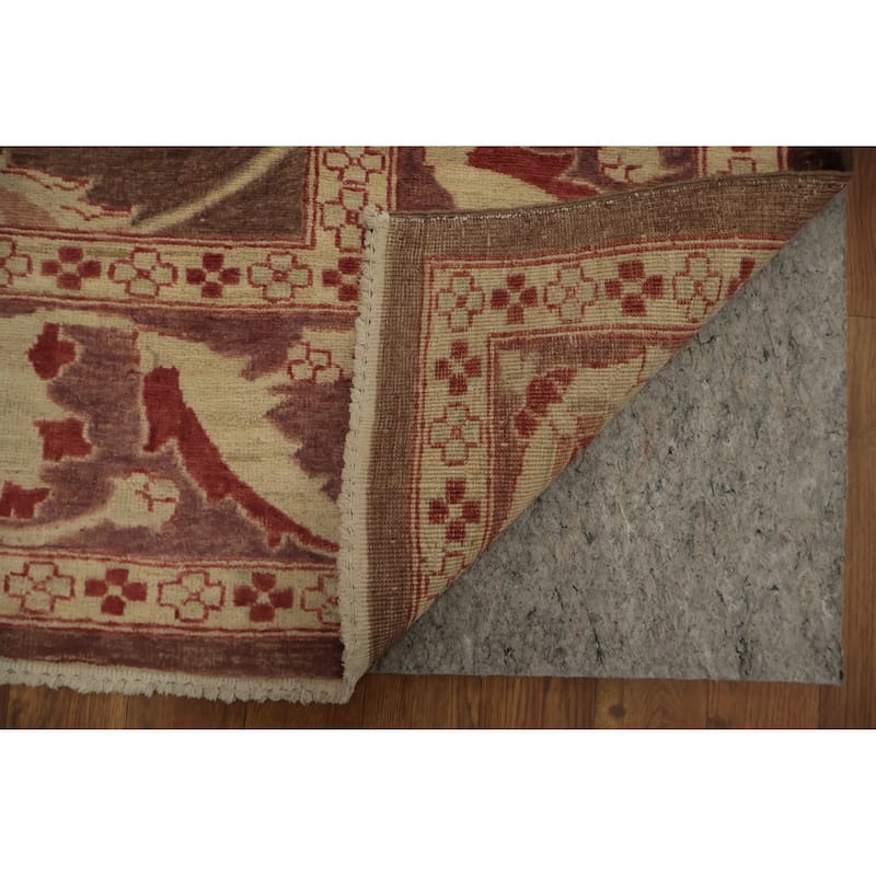 Hand Knotted Oriental 100% Wool Carpet Traditional Floral Brown Peshawar Area Rug - 9' 8'' X 6' 10''