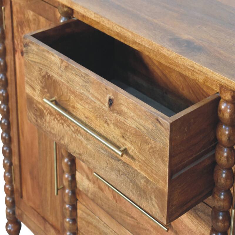 Artisan Furniture Solid Wood Spindle Sideboard 3 Drawers & 2 Doors - N/A