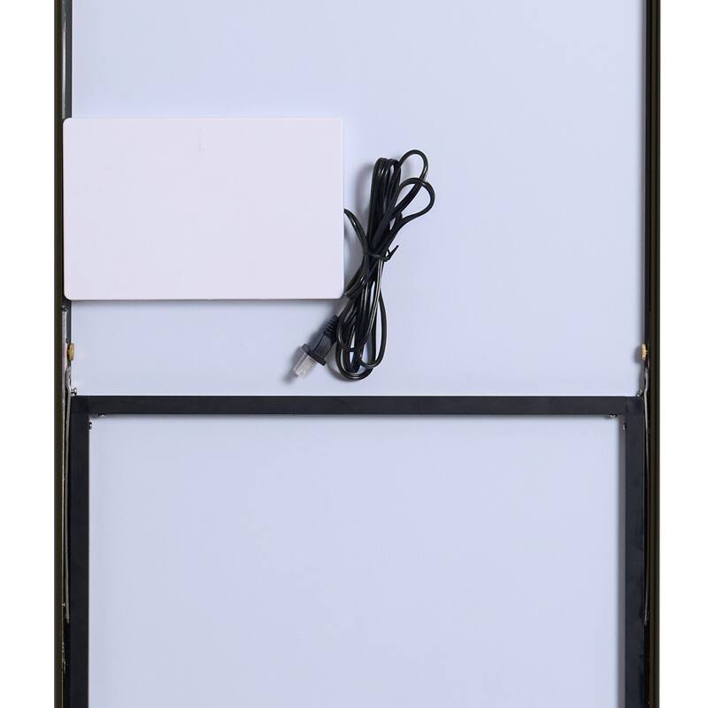 Anmytek 64" Gold Frame LED Lighted Full Length Mirror - 3-Color Dimmable, Standing/Wall-Mounted