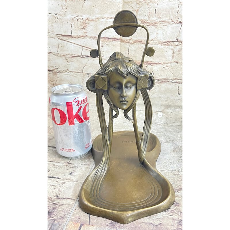 Art Nouveau Candy Soap Dish Bronze Figural Face Sculpture Figurine