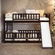 preview thumbnail 2 of 39, Twin Over Twin Low Bunk Bed with Fence and Ladder for Toddler Kids Teens