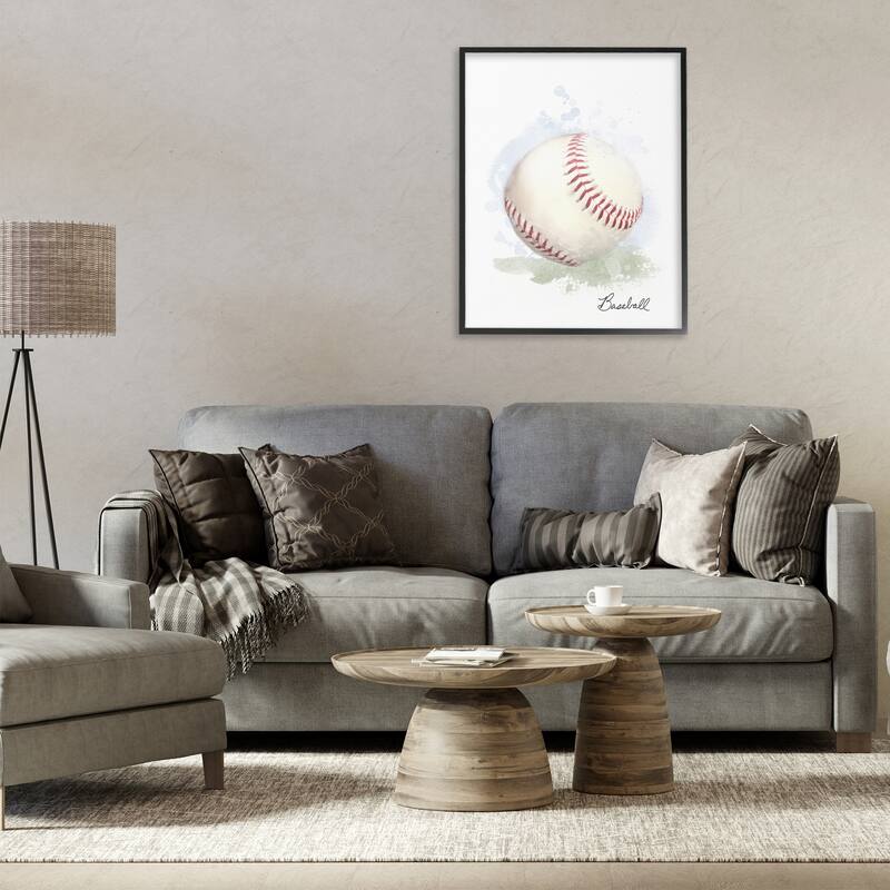 Stupell Soft Pastel Baseball Framed Giclee Art Design By Matthew Piotrowicz