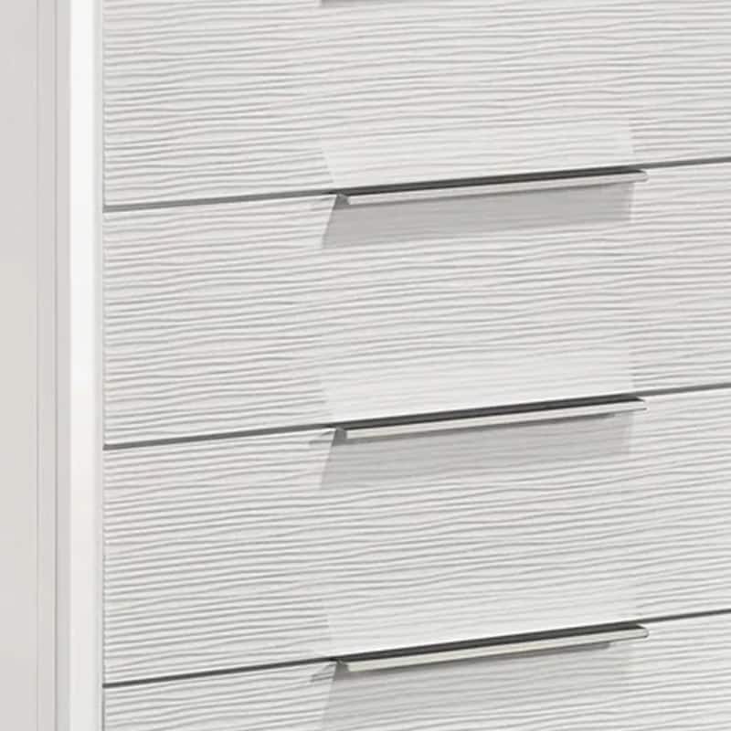 Ressy Tall Dresser Chest with 5 Drawers, Contemporary White Wood
