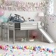 preview thumbnail 15 of 40, Full Size Loft Bed With Slide,Stair and Chalkboard for Home Grey