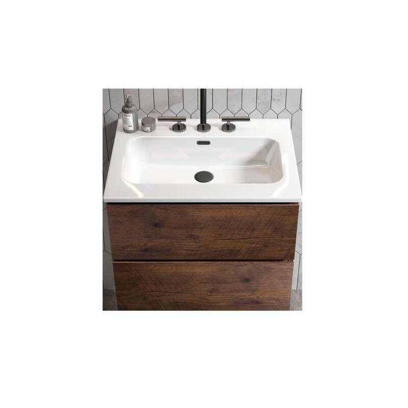 Wall-Mount Bathroom Vanity with Ceramic Sink - Three Faucet Holes