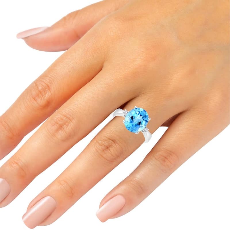 4.68Ct Sky Blue Topaz & Diamond Ring in White Gold