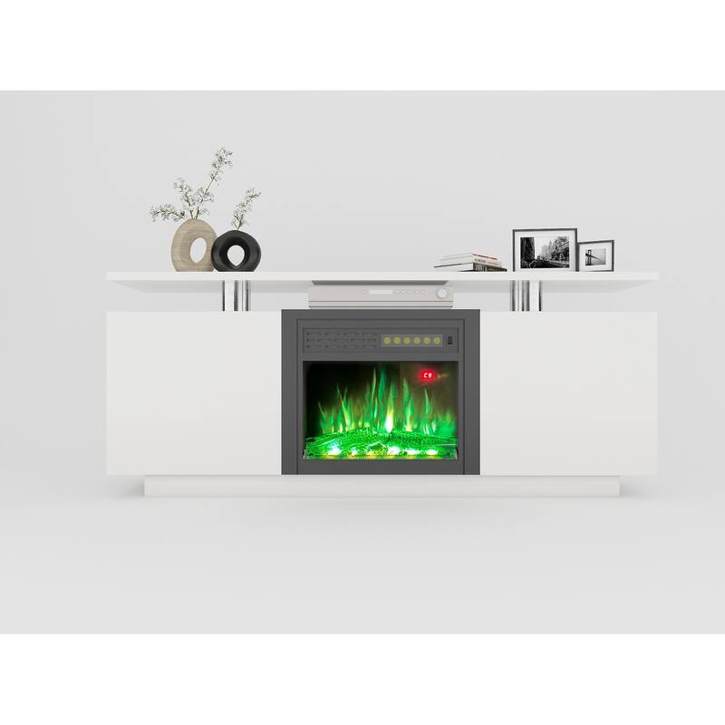 160CM high gloss TV cabinet tv unit with fireplace ,have heat and flame color changes