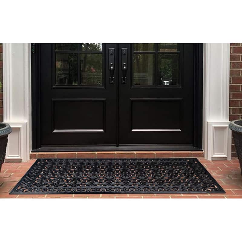 A1HC Rubber Paisley Non Slip Heavy Duty Front Door Extra Large Doormat 30" X 60"