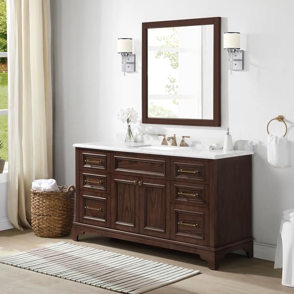 Shop Martha Stewart Coach House 60 In Vanity From Skylands Collection In Rosewood Finish Overstock 31606182