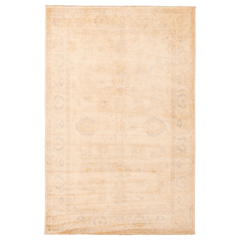 ECARPETGALLERY Hand-knotted Chobi Finest Ivory Wool Rug - 5'11 x 9'1 - Ivory - 5'11 x 9'1