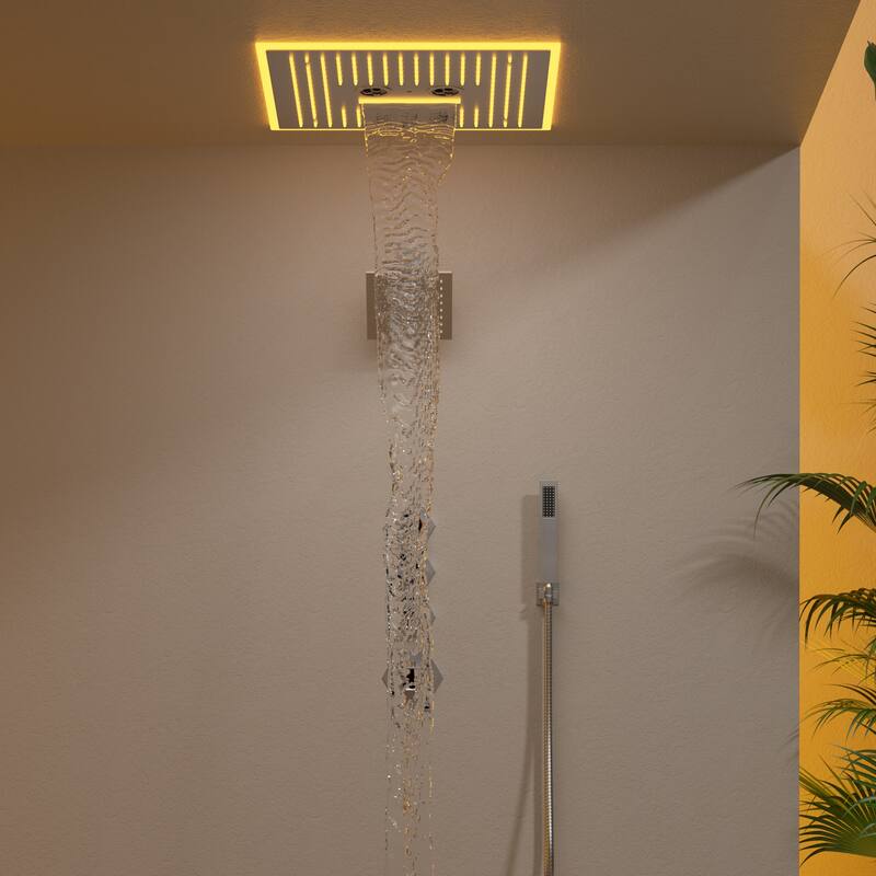 GRANDJOY LED Music Shower System 16"&6" Dual Showerheads