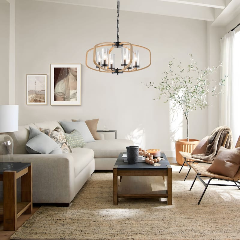 Starsky 6-Light 23in. Modern Farmhouse Unique Ceiling Lights Geometric Lantern Chandelier