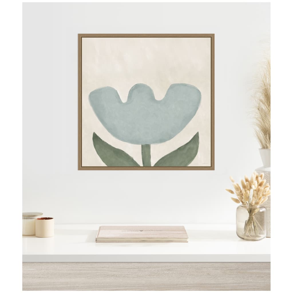 Kate and Laurel Blue Flower by Gabrielly Guedes Framed Canvas Wall Art Print
