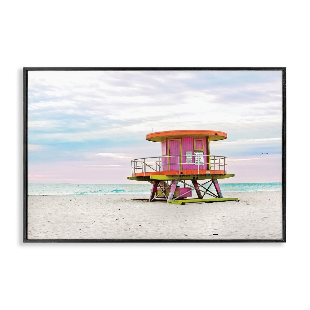 Stupell Lifeguard Hut with Pastel Sky Framed Giclee Art Design By Seven Trees Design