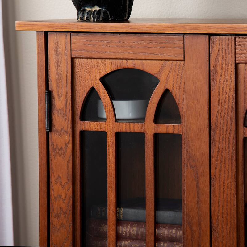 SEI Furniture Cache 6-shelf Red Oak Media Cabinet