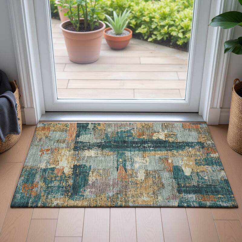 Machine Washable Indoor/Outdoor Casual Contemporary Chantille Rug