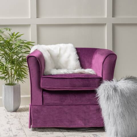 Cecilia Velvet Swivel Club Chair by Christopher Knight Home - 28.75" L x 28.00" W x 27.00" H