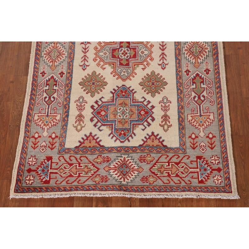 Kazak Oriental Accent Rug Handmade Beige Wool Carpet - 3'3"x 5'1"