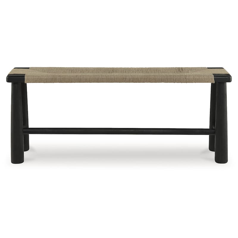 Signature Design by Ashley Acerman Black/Natural Accent Bench - 48.13" W x 16.13" D x 18" H