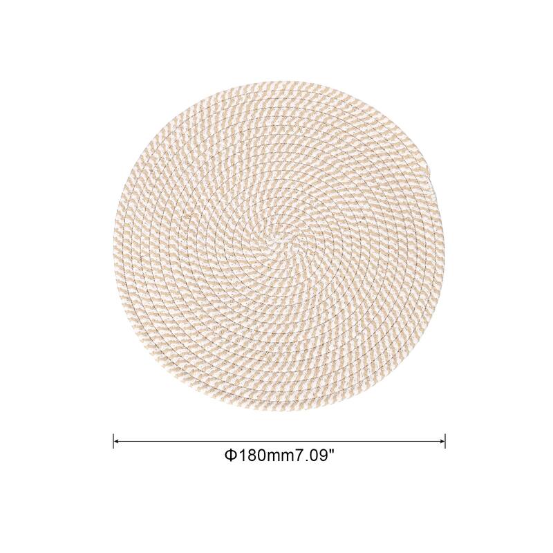 Cotton Trivets Set, 4 PCS 7" Thicken Woven Heat Resistant Mats - Brown - 13"
