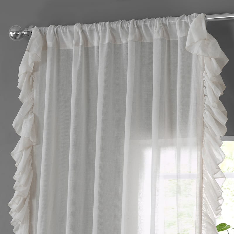 Exclusive Fabrics Faux Linen Ruffle Sheer Curtain (1 Panel)