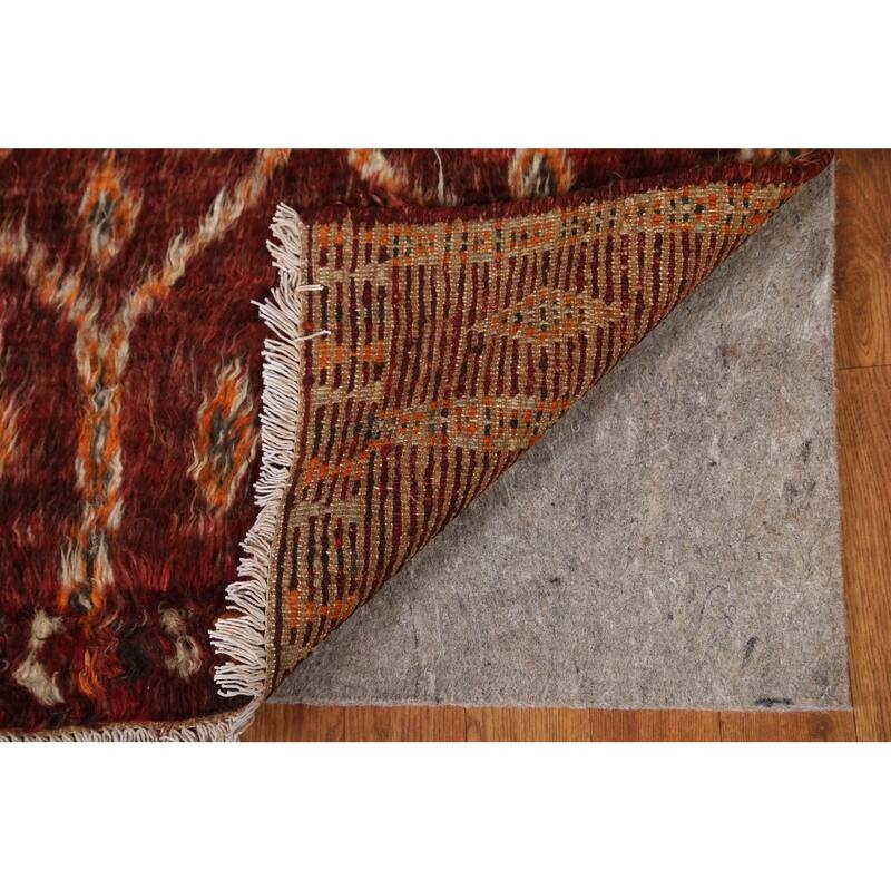 Hand Knotted Oriental 100% Wool Carpet Modern Tribal Red Moroccan Area Rug - 6' 5'' X 4' 8''