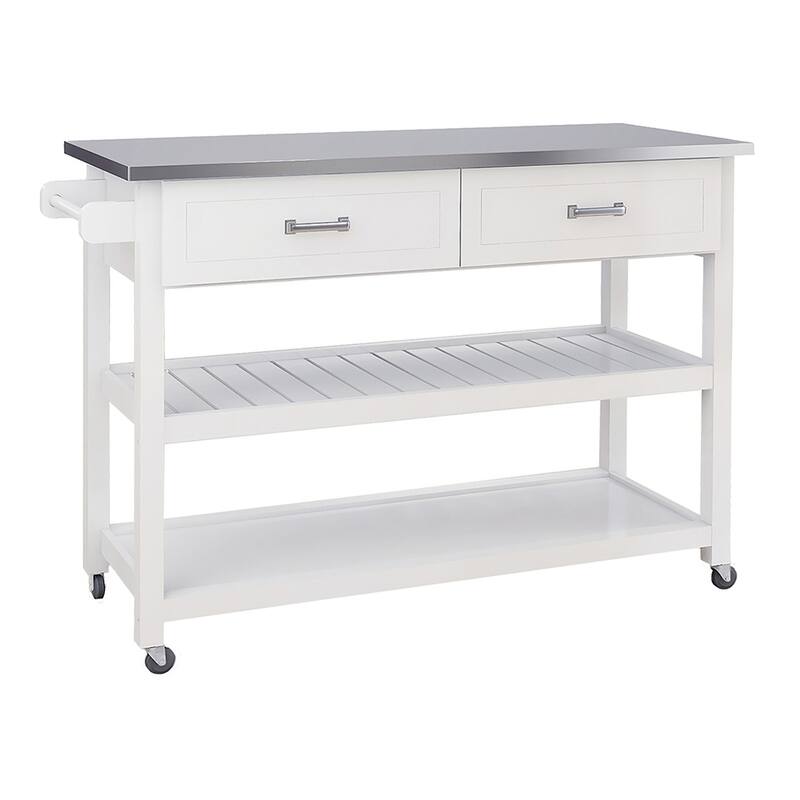 Kitchen Cart With Stainless Steel Counter Top 2 Drawers Rolling Kitchen Cart On Wheels For Home Kitchen Dining Room