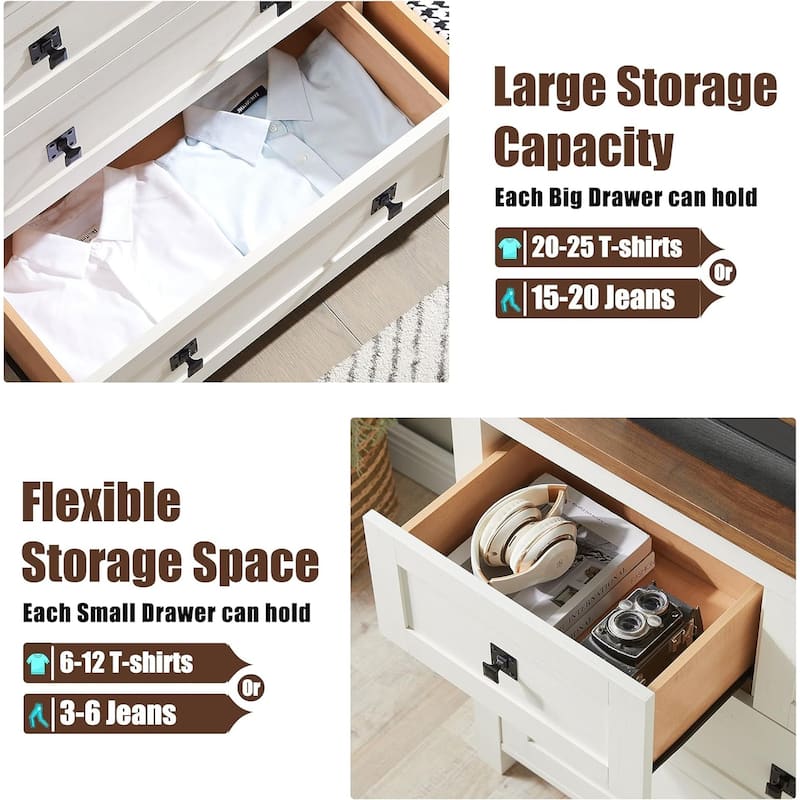 Farmhouse 7 Drawers TV Stand, Chest of Drawers, Dressers Organizer