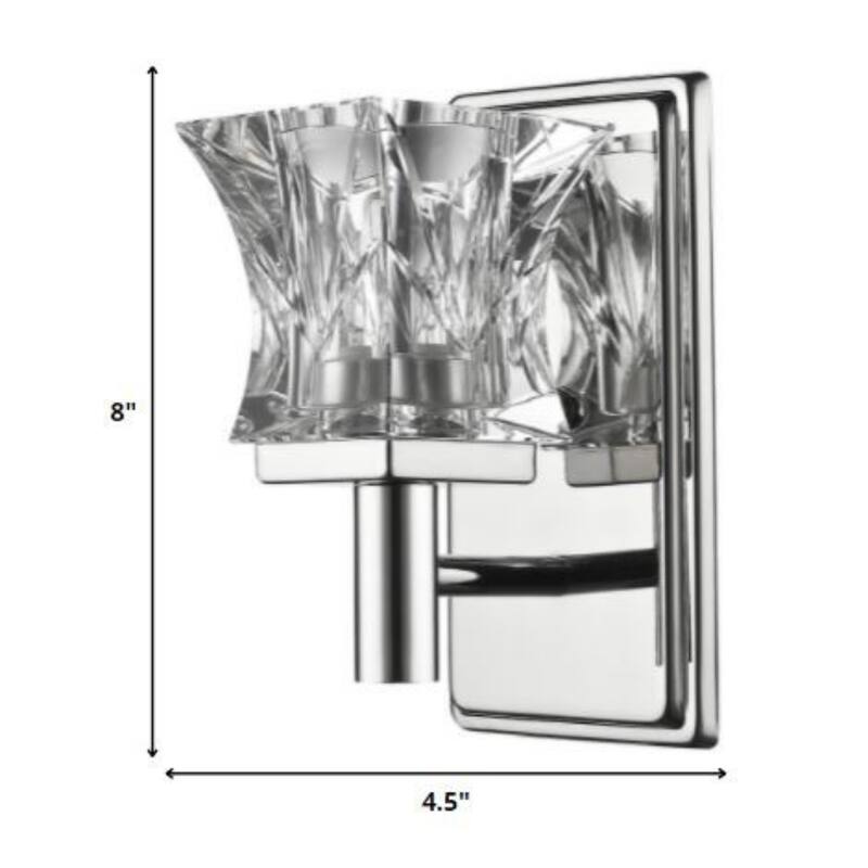 Hardwired Polished Nickel Wall Sconce Light with G9 LED Bulb and Crystal Shade Dimmable Indoor Fixture - 8" H x 4.5" W
